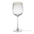 gold rim square ribbed wine glass